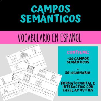Preview of Nuevas palabras (Spanish new words) Vocabulario/vocabulary (30 topics + EASEL)
