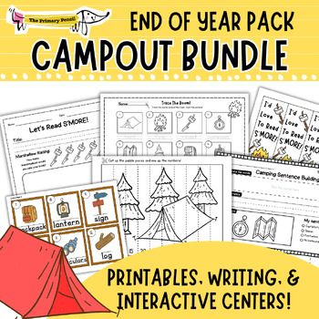 Preview of Campout Theme End of Year Party Pack! Summer Literacy & Centers