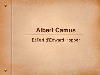 Preview of Camus et Edward Hopper