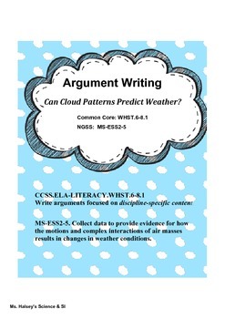Preview of Can Clouds Predict Weather?  NGSS/CCSS Argument Writing in Science (Freebie)
