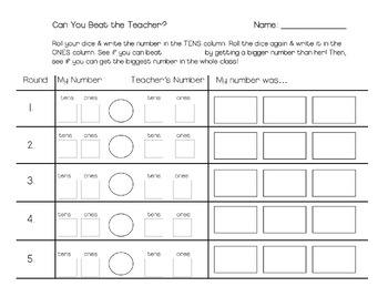 Preview of Can You Beat the Teacher? Place Value Game