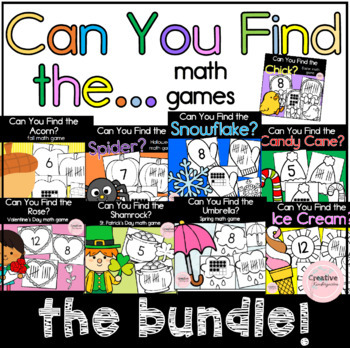 Preview of Can You Find The... Math Game for Kindergarten Bundle