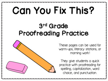 Can You Fix This? 3rd Grade Proofreading Practice by For the Love of Birds