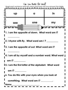 Sight Word Practice Can you Guess and Find the Sight Word? |