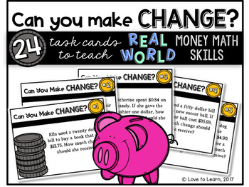 Preview of Can You Make Change? Task Cards for Money Math Skills