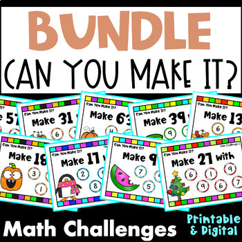 Preview of Can You Make It? Math Game Bundle: Fun Math Activities w/ Earth Day, Summer etc