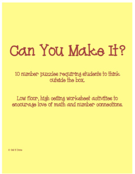 Preview of Can You Make It? Number Puzzles