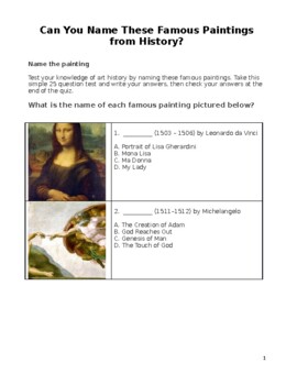 Preview of Can You Name These Famous Paintings from History