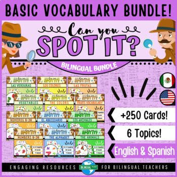 Preview of Can You Spot It? BASIC VOCABULARY for ELL - Bilingual Game Bundle