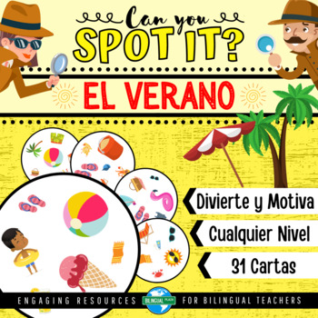 Preview of Can You Spot It? EL VERANO Juego de Vocabulario | Summer Vocabulary in Spanish