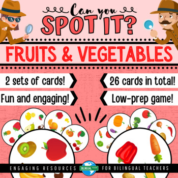 Preview of Can You Spot It? FRUITS & VEGETABLES Bundle | ESL Matching Vocabulary Game