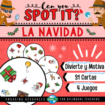 Preview of Can You Spot It? LA NAVIDAD Vocabulary Game | Christmas Center (Spanish Dobble)