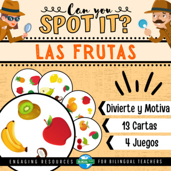 Preview of Can You Spot It? LAS FRUTAS Vocabulary Card Game | Fruits in Spanish (Dobble)