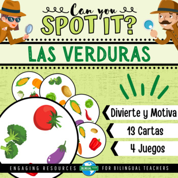 Preview of Can You Spot It? LAS VERDURAS Vocabulary Card Game | Vegetables Spanish Dobble