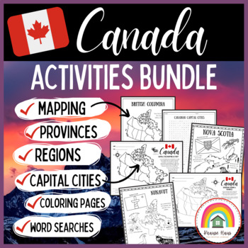 Preview of Canada Activities: Maps Provinces Territories Regions Capitals Coloring Pages