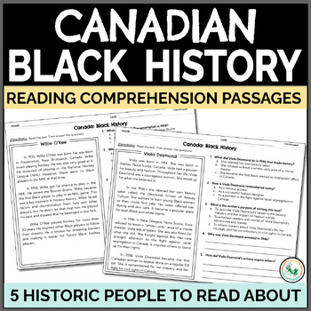 Preview of Canada Black History Month | Canadian Black History Reading Passages