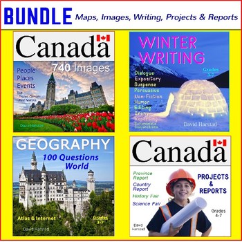 Preview of Canada Bundle: Clip Art Posters, Writing Prompts, Maps, Projects & Reports