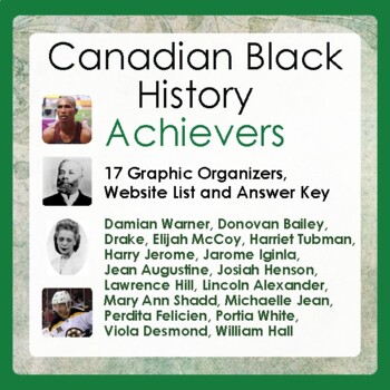 Preview of Canada CANADIAN BLACK HISTORY Bio Research 17 Achievers PRINT and EASEL