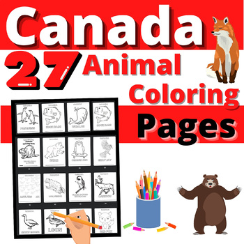 Preview of Canada Activity Animals Color Read Write Research Canada Day