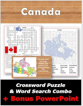 Preview of Canada Crossword Puzzle & Word Search Combo + Bonus PowerPoint