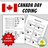 Canada Day unplugged coding worksheets crack the code math