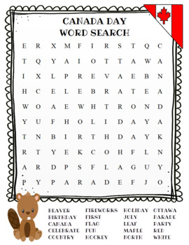 canada day word search color and bw versions by celebration station