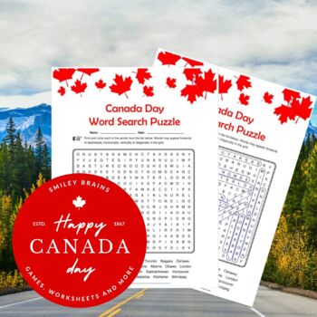 Preview of Canada Day Word Search Puzzle - Canada Day Activities - Geography of Canada