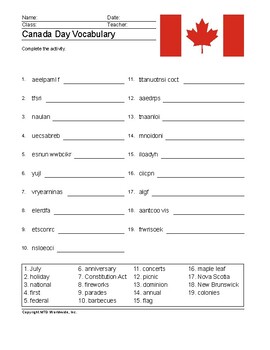 canada day word search word scramble and secret code worksheet printables