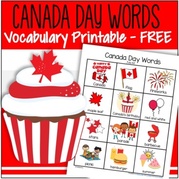 canada day words and pictures vocabulary printable