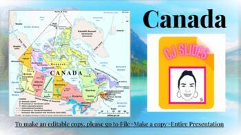 Preview of Canada Facts (Editable) Geography Google Slides