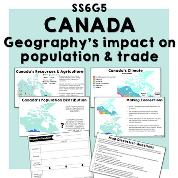 Preview of Canada Geography Impact on Population SS6G5 Map Skills