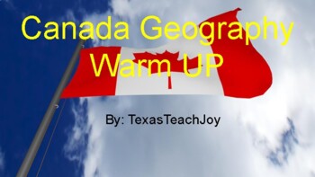 Preview of Canada Geography Warm Up