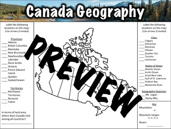 canada geography worksheet by middle school history and geography