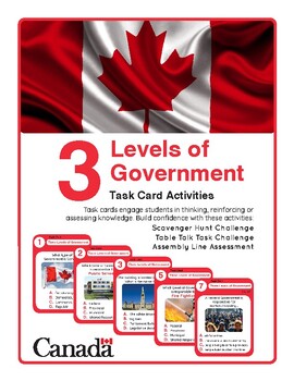 Preview of Canada Government - 3 Levels of Government Task Cards 