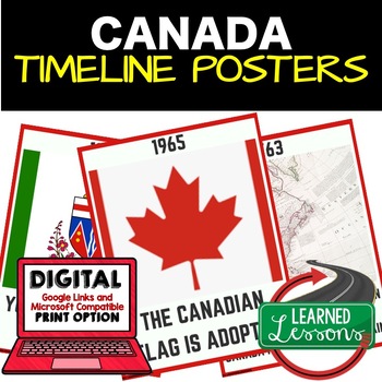Preview of Canadian History Timeline Posters and Activity Pages Print and Google