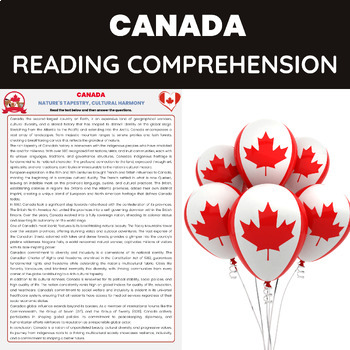 Preview of Canada History and Culture Reading Comprehension Informational Text Worksheet 