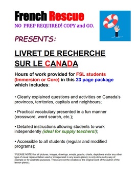 Preview of Canada Livret - NO PREP. COPY & GO!