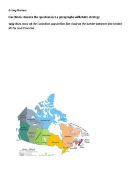 Preview of Canada Location, Climate, and Natural Resources DBQ