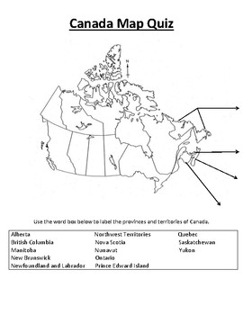 Canada Map Quiz By Mr Matthews Teacher Store Teachers Pay Teachers
