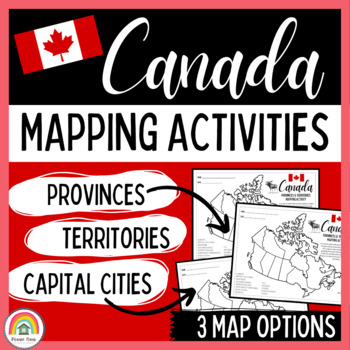 Preview of Canada Mapping Worksheets: Label Provinces, Territories, & Capital Cities