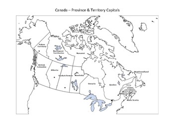 Canada Maps Blank With Province And Territory Capitals Province Boundaries