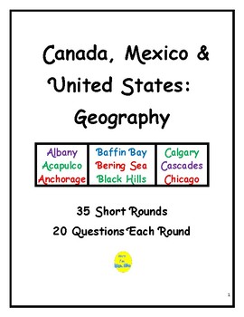 Preview of Canada, Mexico, & United States Geography Short Rounds