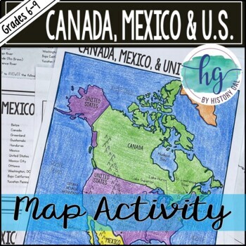 Preview of Canada, Mexico and the United States Map Activity (Print and Digital)
