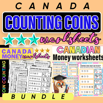 Preview of Canada Money Worksheets Coin Counting Black and Color