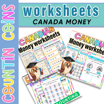 Preview of Money Worksheets Coin Counting |Making Change Canada  Coins Money