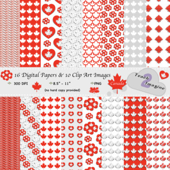 Preview of Canada Proud Clip Art & Digital Paper (Backgrounds)