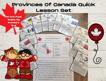 Canada Province And Territory Fact Cards & Worksheet No Prep Set