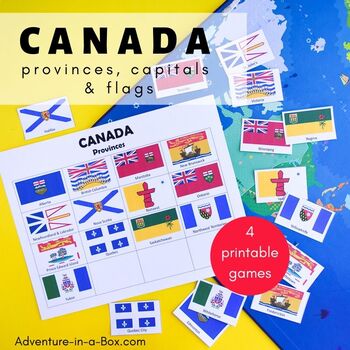 Preview of Canada: Provinces, Capitals & Flags | Bingo Game & Memory Matching Game