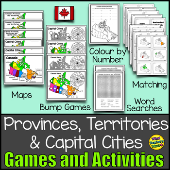Preview of Canada - Provinces, Territories and Capital Cities Games and Activites