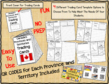 Preview of CANADA PROVINCES and TERRITORIES Research Trading Cards With QR Codes